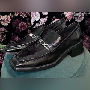 NWOT Vagabond Blanca Black Leather Block Heel Loafers Size 41